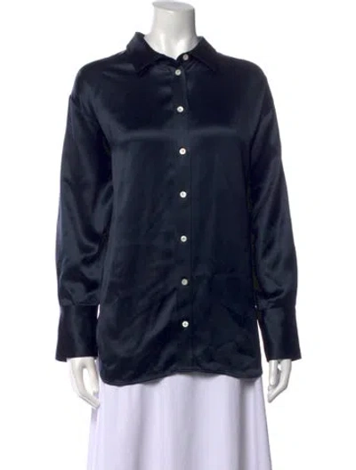 Pre-owned Frame Acetate Long Sleeve Blouse In Blue
