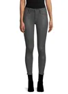Frame Ali High Rise Cigarette Stone Coated Skinny Jeans In Grey In Gray