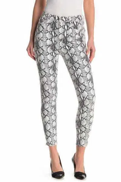 Frame Ali High Rise Python Snake Print Cigarette Jeans In White
