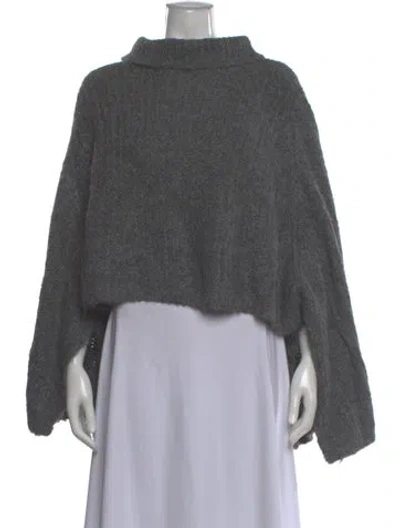 Pre-owned Frame Alpaca Mock Neck Sweater In Gray