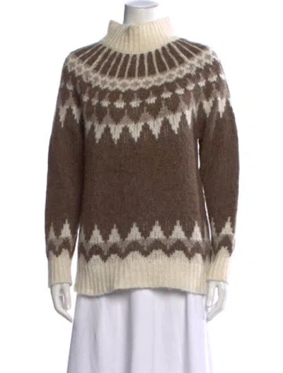 Pre-owned Frame Alpaca Patterned Sweater In Brown