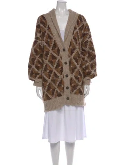 Pre-owned Frame Alpaca Printed Sweater In Brown