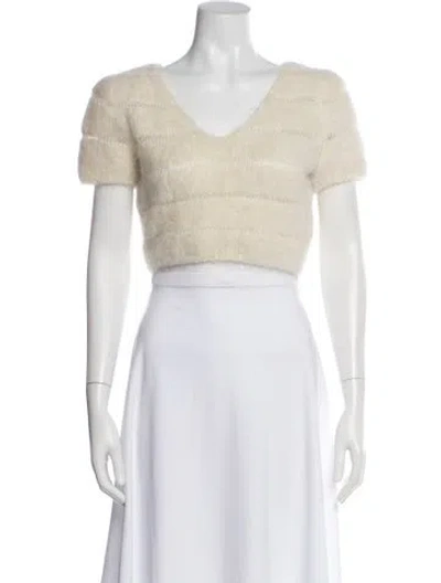 Pre-owned Frame Alpaca Striped Crop Top In Neutral