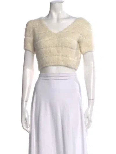 Pre-owned Frame Alpaca Striped Sweater W/ Tags In White