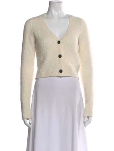 Pre-owned Frame Alpaca V-neck Button-up Top In Neutral