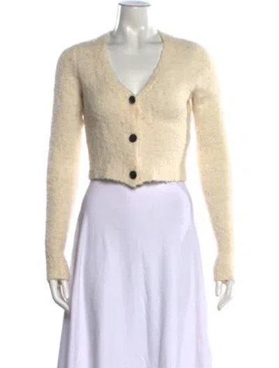 Pre-owned Frame Alpaca V-neck Sweater In White