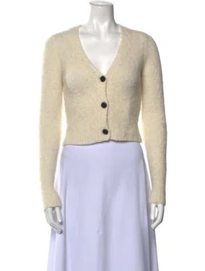 Pre-owned Frame Alpaca V-neck Sweater In White