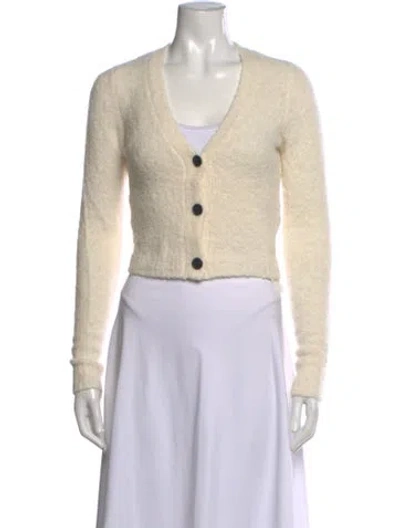 Pre-owned Frame Alpaca V-neck Sweater In White