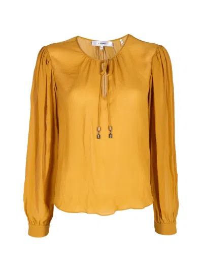 Frame Amulet Silk Blouse In Yellow