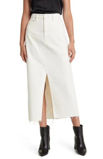 FRAME FRAME ANGLED SEAM RAW HEM DENIM MIDI SKIRT