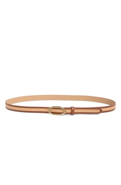 Frame Angular Buckle Belt In Cognac/tan