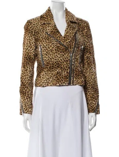 Pre-owned Frame Animal Print Biker Jacket In Neutral