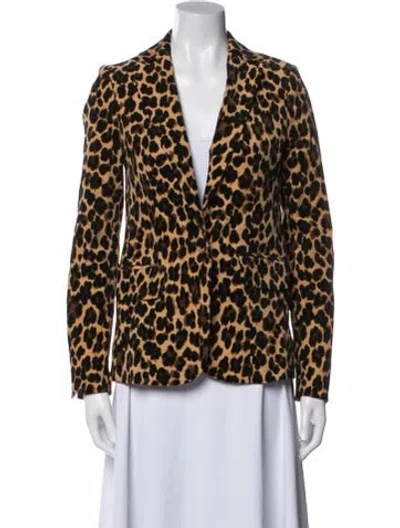 Pre-owned Frame Animal Print Blazer In Black