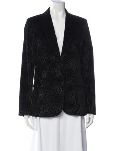 Pre-owned Frame Animal Print Blazer In Black