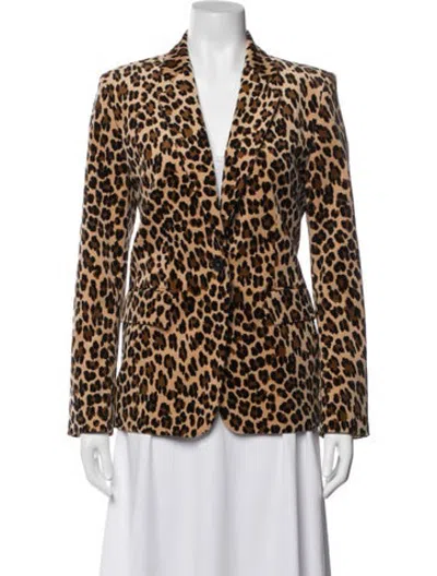 Pre-owned Frame Animal Print Blazer In Black