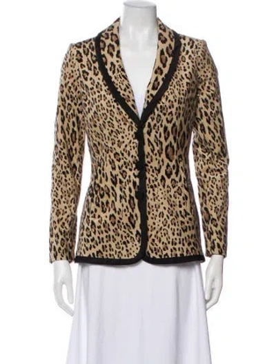 Pre-owned Frame Animal Print Blazer In Brown