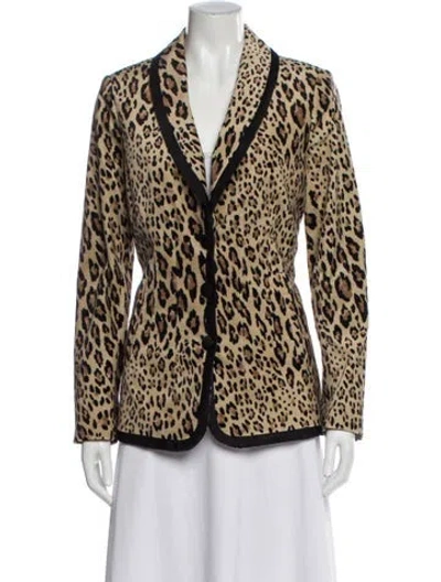 Pre-owned Frame Animal Print Blazer In Brown