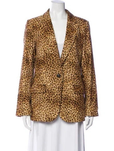 Pre-owned Frame Animal Print Blazer In Brown