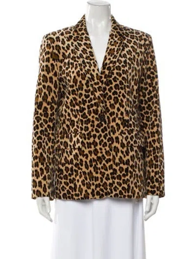 Pre-owned Frame Animal Print Blazer In Brown