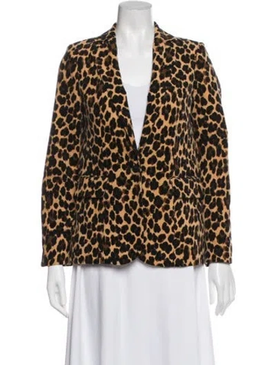Pre-owned Frame Animal Print Blazer In Brown