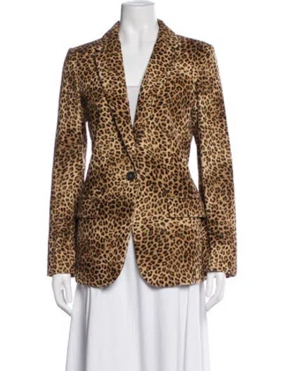 Pre-owned Frame Animal Print Blazer In Brown