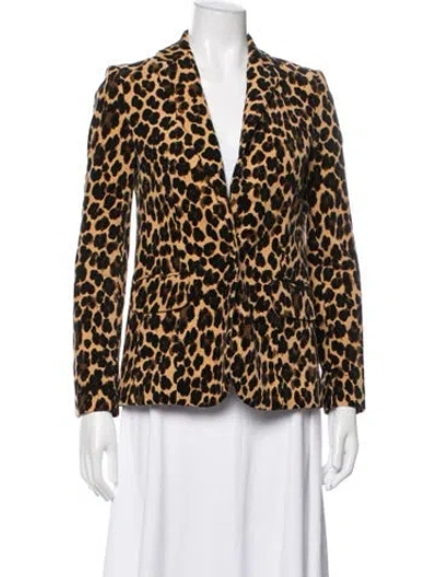 Pre-owned Frame Animal Print Blazer In Brown