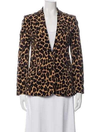 Pre-owned Frame Animal Print Blazer In Brown