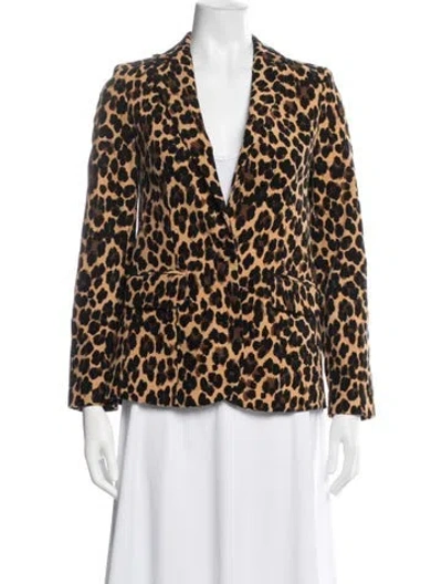 Pre-owned Frame Animal Print Blazer In Brown
