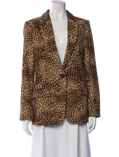 Pre-owned Frame Animal Print Blazer In Brown