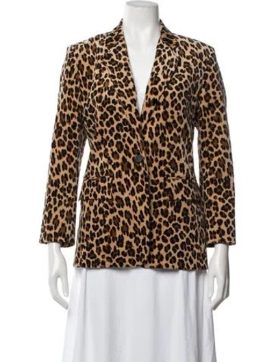 Pre-owned Frame Animal Print Blazer In Brown