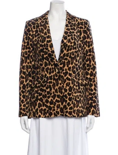 Pre-owned Frame Animal Print Blazer In Brown