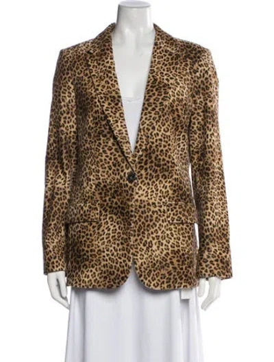 Pre-owned Frame Animal Print Blazer In Brown