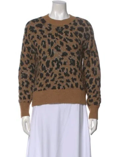 Pre-owned Frame Animal Print Crew Neck Sweater In Brown
