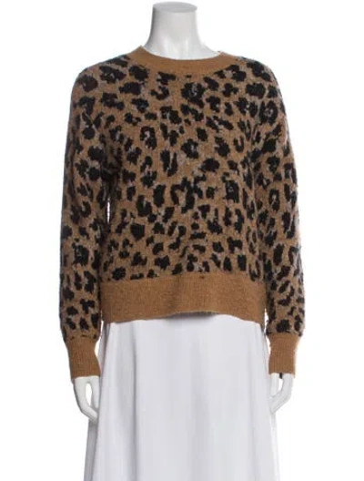 Pre-owned Frame Animal Print Crew Neck Sweater In Brown