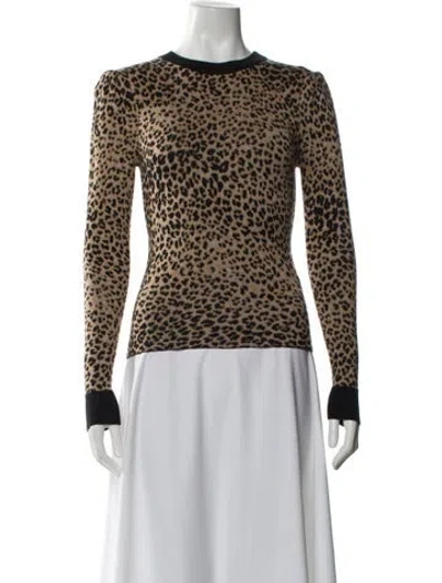 Pre-owned Frame Animal Print Crew Neck Sweater In Neutral