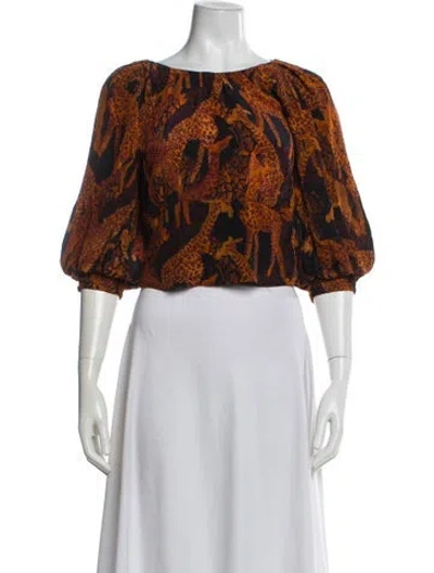 Pre-owned Frame Animal Print Crew Neck Top In Multi