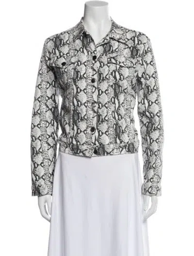 Pre-owned Frame Animal Print Denim Jacket In White