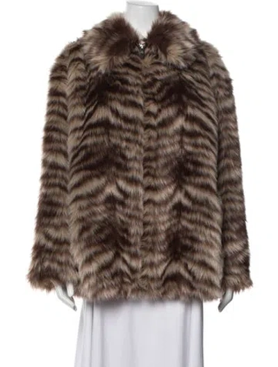 Pre-owned Frame Animal Print Faux Fur Coat W/ Tags In Brown
