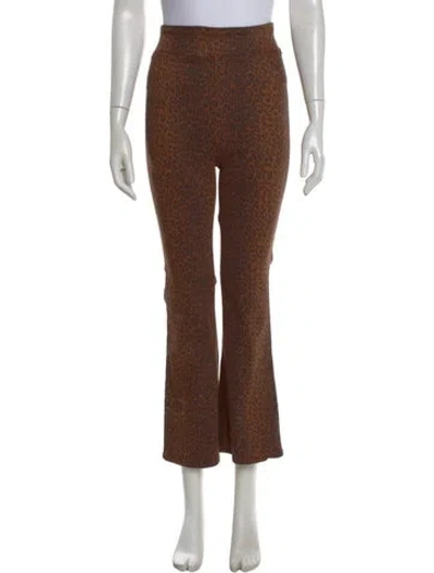 Pre-owned Frame Animal Print Flared Pants In Brown