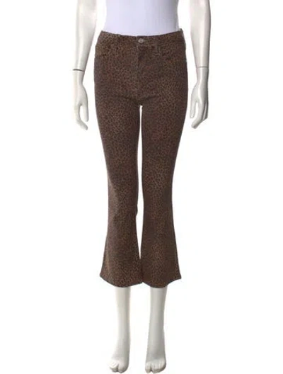 Pre-owned Frame Animal Print Flared Pants In Brown
