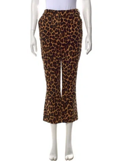 Pre-owned Frame Animal Print Flared Pants In Brown