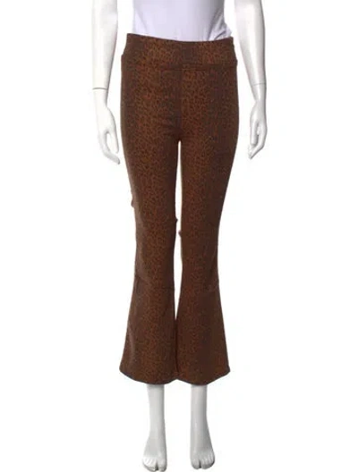 Pre-owned Frame Animal Print Flared Pants In Brown