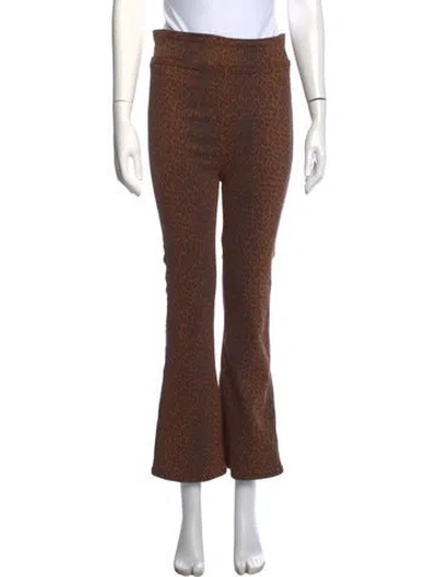 Pre-owned Frame Animal Print Flared Pants In Brown