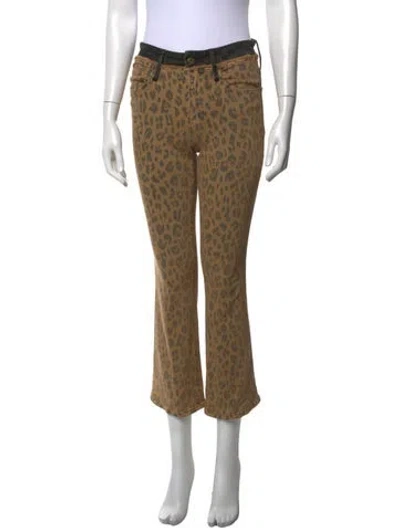 Pre-owned Frame Animal Print Flared Pants In Brown