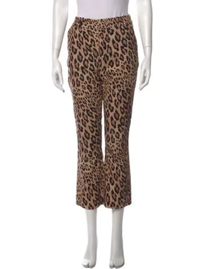 Pre-owned Frame Animal Print Flared Pants In Neutrals