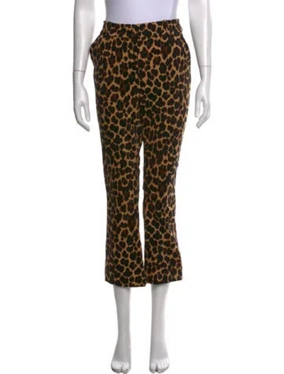 Pre-owned Frame Animal Print Flared Pants In Neutrals