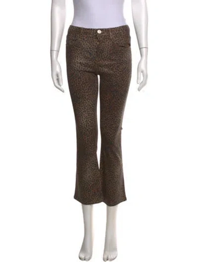 Pre-owned Frame Animal Print Flared Pants In Neutrals
