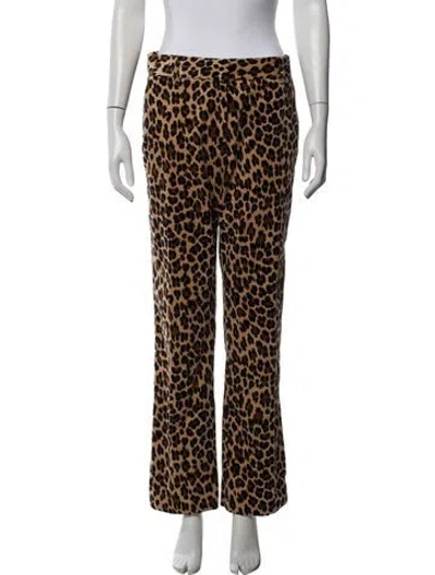 Pre-owned Frame Animal Print Flared Pants In Neutrals