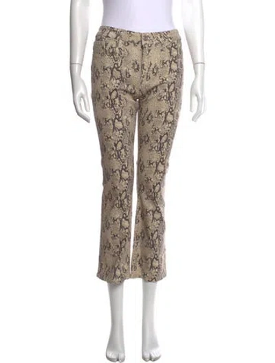 Pre-owned Frame Animal Print Flared Pants In Neutrals