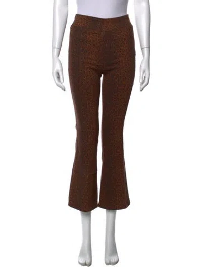 Pre-owned Frame Animal Print Flared Pants W/ Tags In Brown